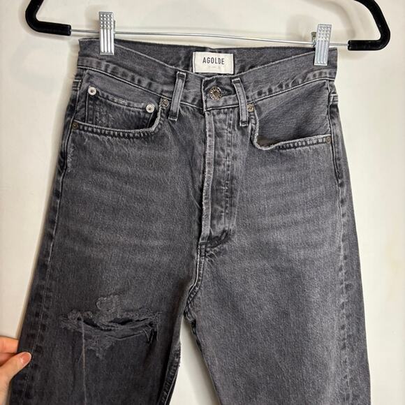 Agolde 90s Crop Jean in Shutter Distressed Straight Leg Jean - Picture 4 of 10